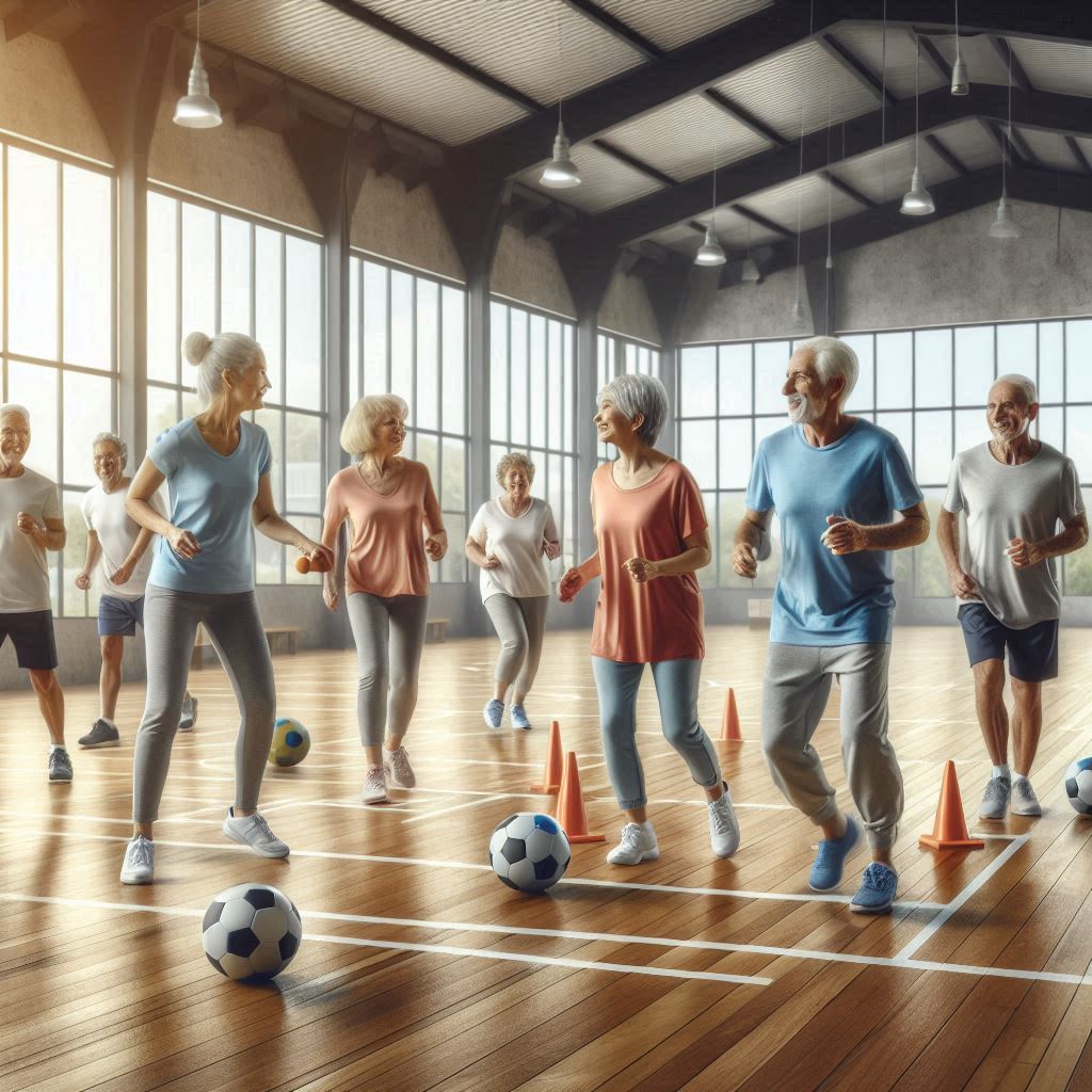 aktive eldre trener inne i flerbrukshall ballsport damer og menn.jpeg